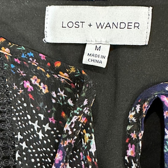 LOST + WANDER Sweet Surrender Dress SZ M Floral Long Sleeve Purple Black - Picture 9 of 13